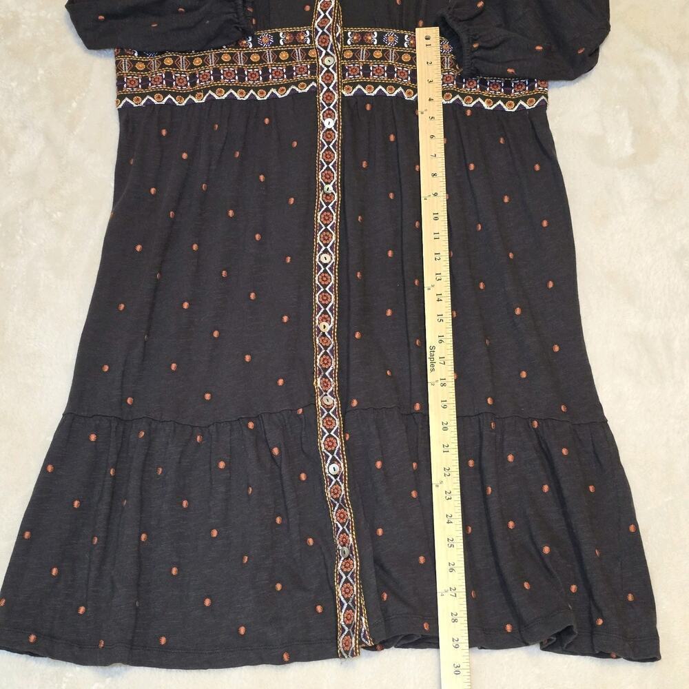 Canyon Retreat Boho Embroidered Midi Dress XL Black Orange Geometric Festival - Picture 9 of 16